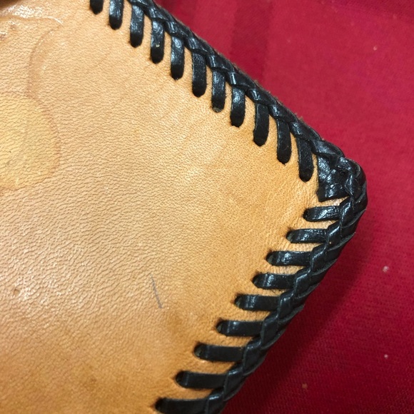 Tan Leather Wallet with Praying Hands Design - Picture 6 of 9